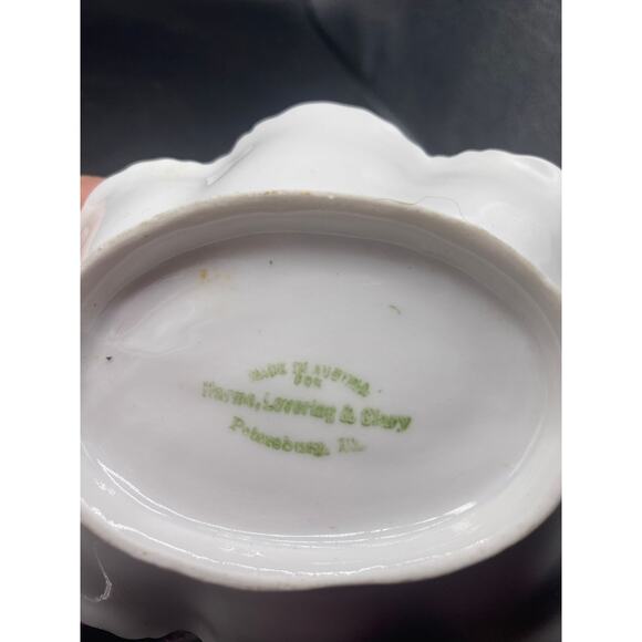 Harme, Lovering & Clary serving bowl ruffled edge white gold green - Picture 4 of 4